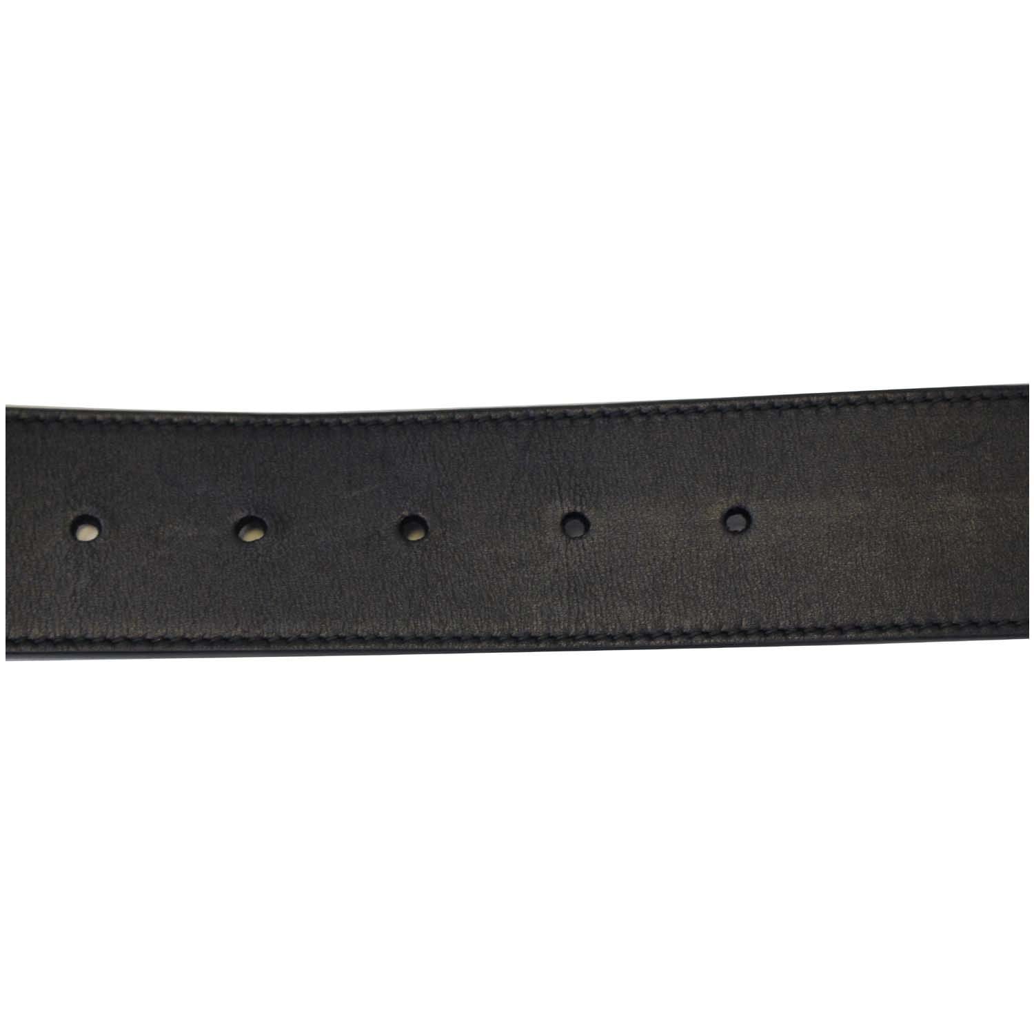 GUCCI Double G Buckle Black Leather Belt Size 39 Black