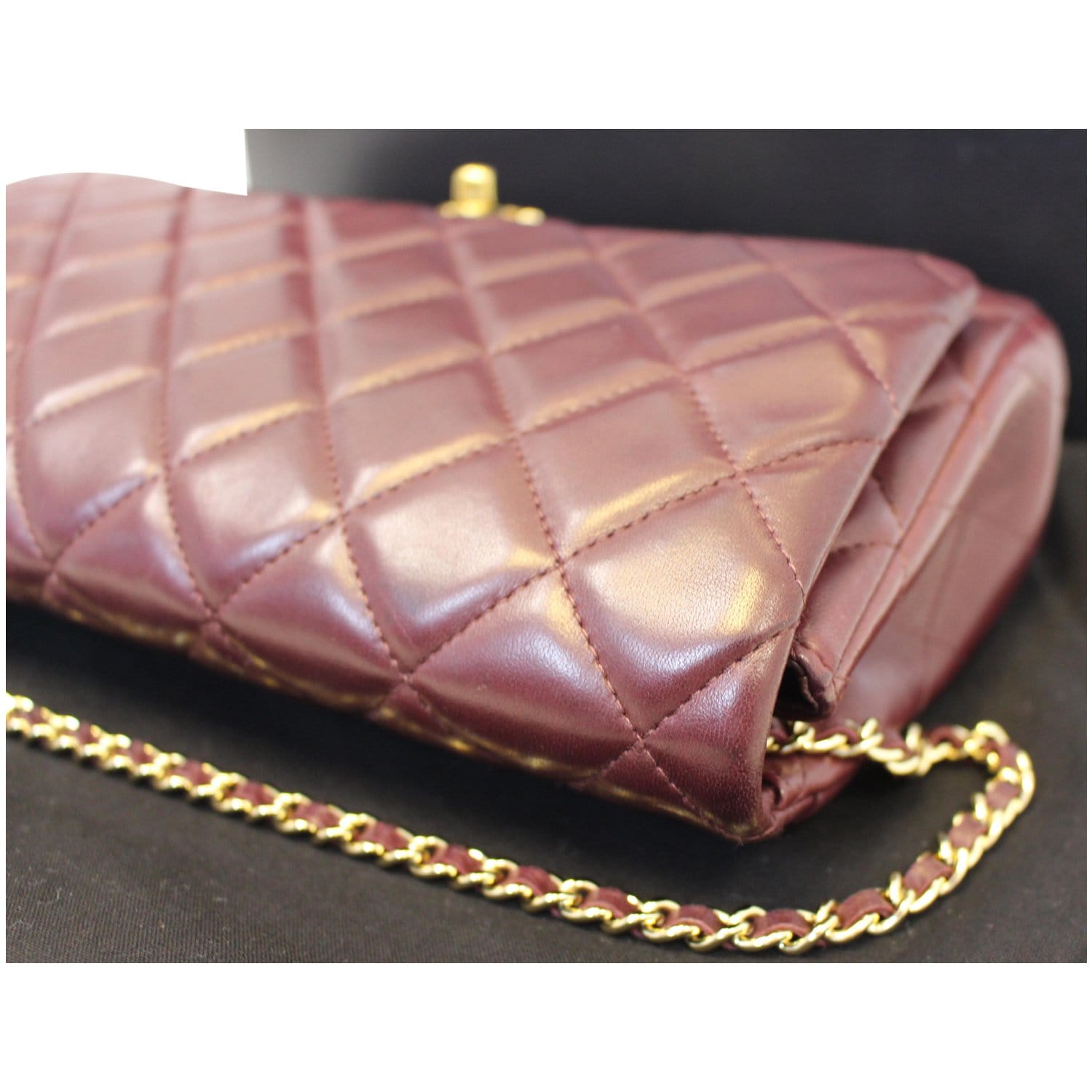 CHANEL Two Tone Wallet On Chain WOC Shoulder Bag Pink Burgundy Lambskin  Leather