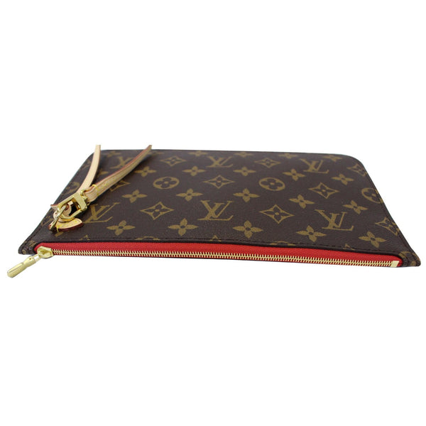 LOUIS VUITTON Pochette Wristlet Pouch Monogram Canvas Neverfull MM Brown/Red-US