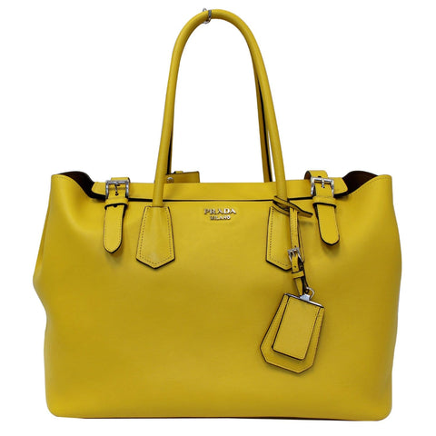 PRADA City Calf Buckle Tote Bag Yellow - Last Call