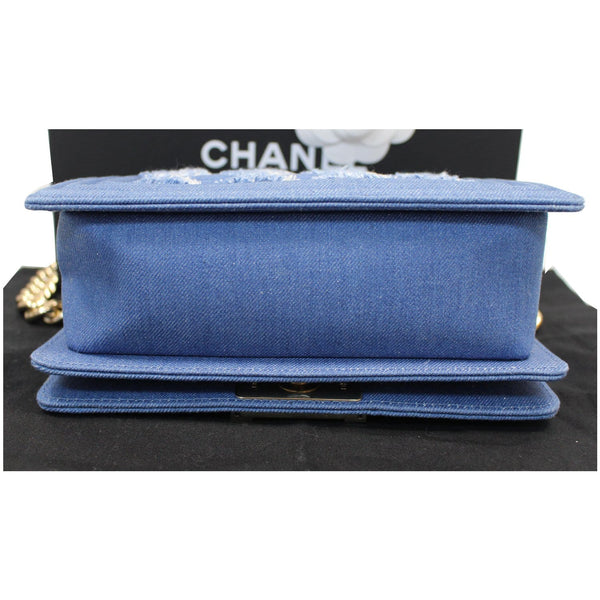 Chanel Boy The 27th Mini Denim Shoulder Bag Blue bottom view