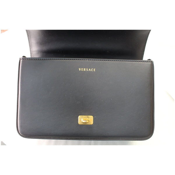 VERSACE Hearts Embellished Leather Shoulder Bag Black