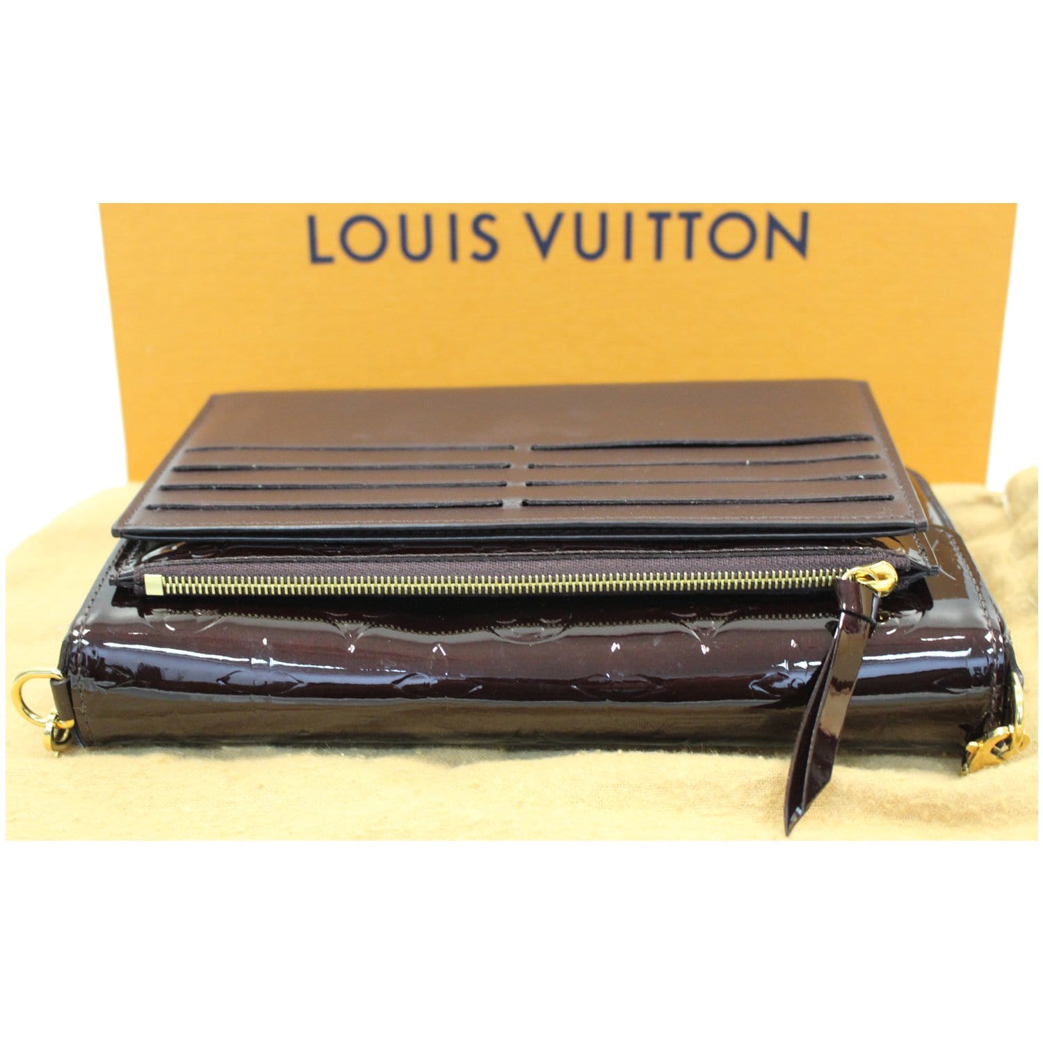LOUIS VUITTON Vernis Pochette Felicie Chain Wallet Amarante 619549