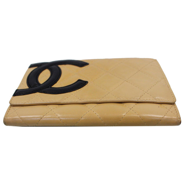 Chanel Cambon Flap Calfskin Quilted Wallet Beige  top view