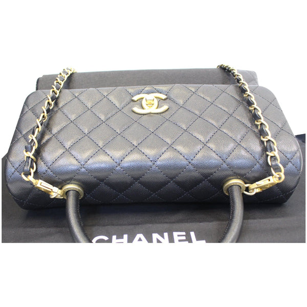 CHANEL Medium Coco Handle Caviar Leather Shoulder Bag Black