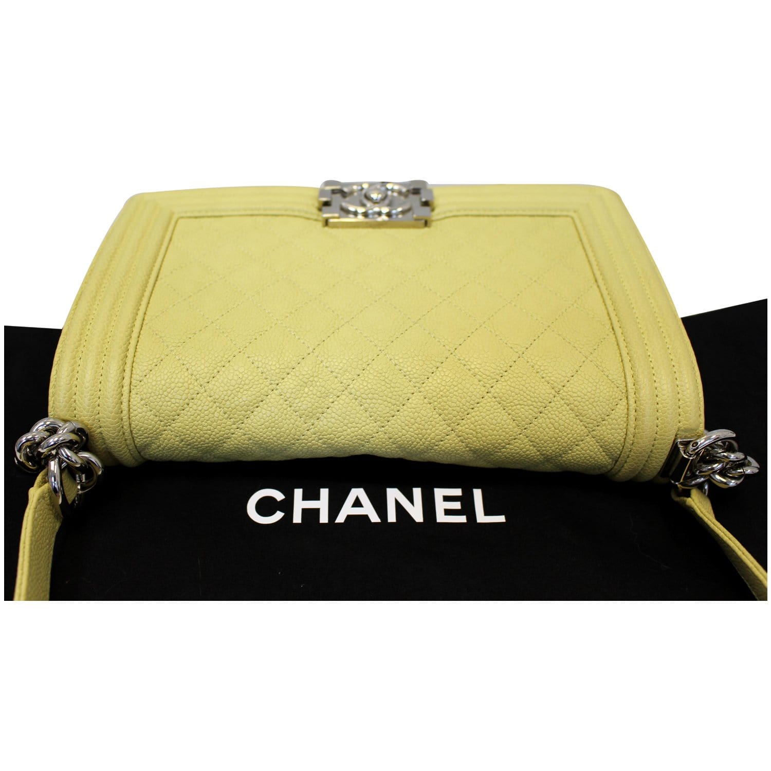 CHANEL 22 Small Chain Shoulder Bag Caviar Skin Leather Yellow AS3260  90194957