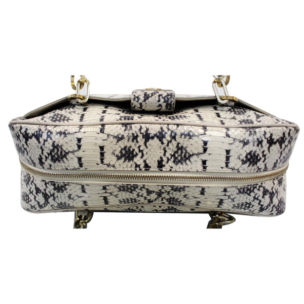 VERSACE Python Embossed Satchel Bag White/Black