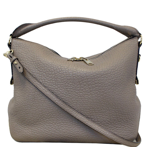 BURBERRY Ledbury Grain Leather Hobo Shoulder Bag