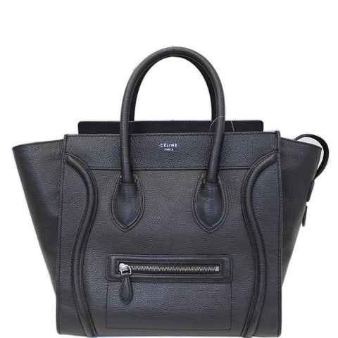 CELINE Black Leather Mini Luggage Tote Bag