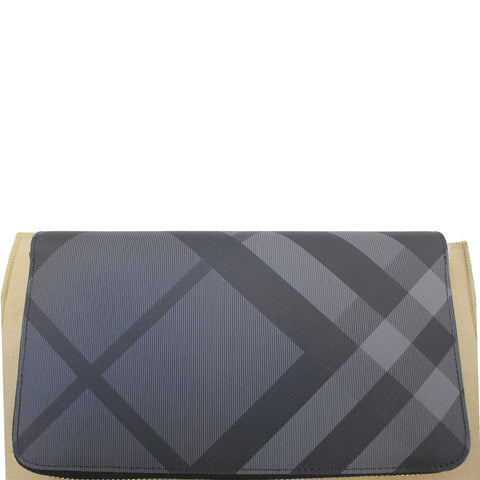 BURBERRY London Check Ziparound Wallet Grey Black