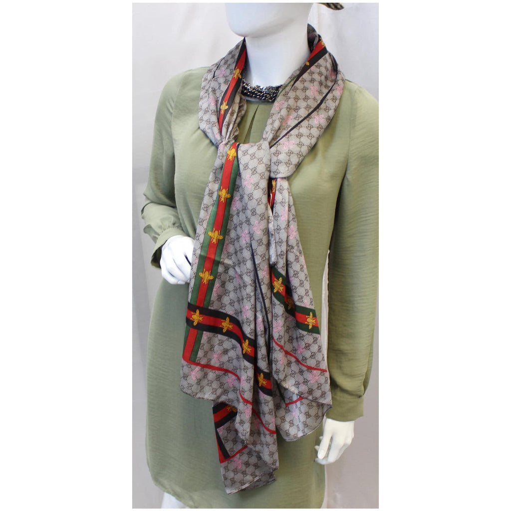 GUCCI Bee ジャガードスカーフ GUCCI GG Web Bee Silk Scarf Beige-US