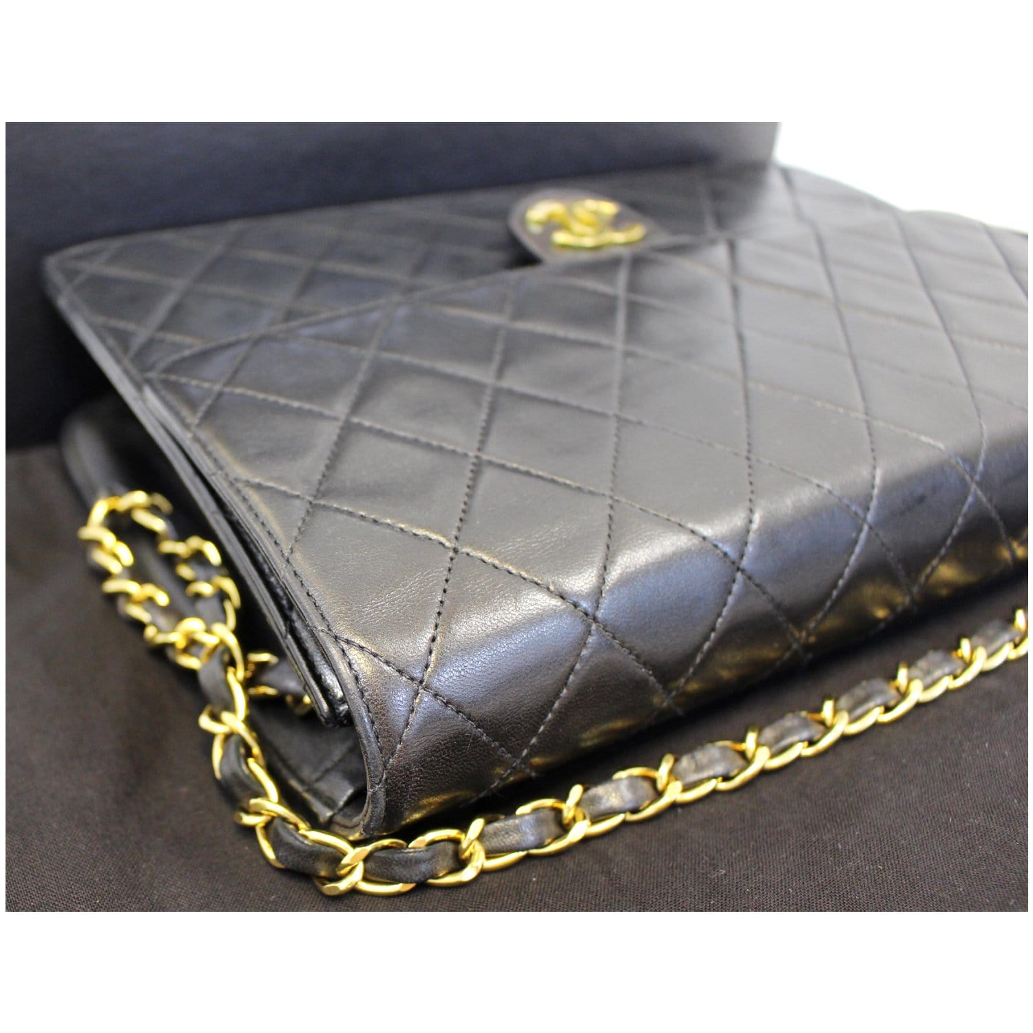 Auth CHANEL Mini Matelasse - Black Lambskin Women's Shoulder Bag Gold  hardware 