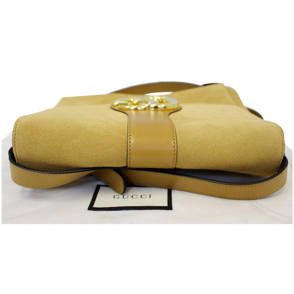 GUCCI Arli Medium Suede Leather Shoulder Crossbody Bag Mustard Yellow