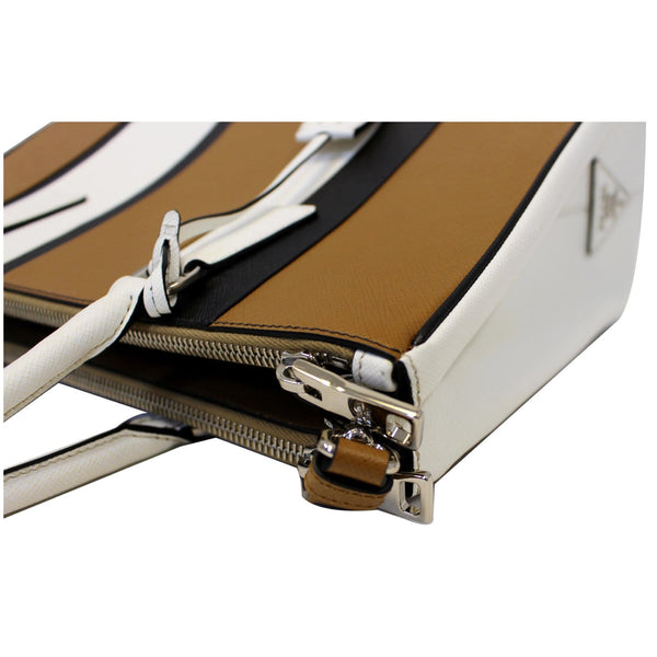 Prada Galleria Bag Striped Saffiano Leather Tote Bag - Corner View