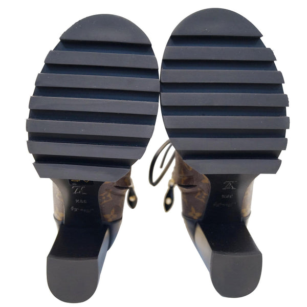 LOUIS VUITTON Star Trail Monogram Canvas/Patent Ankle Boot Brwon/Black US 8.5