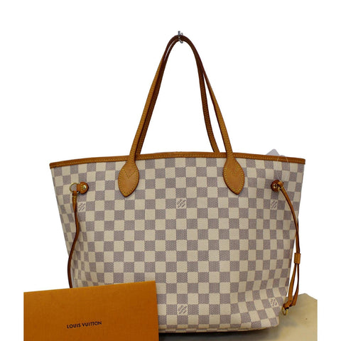 LOUIS VUITTON Neverfull MM Damier Azur Tote Shoulder Bag