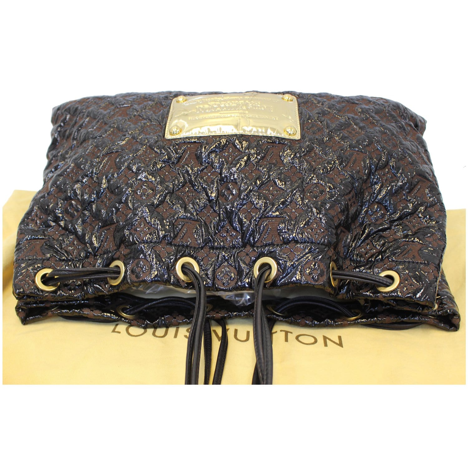 Louis Vuitton Black Canvas Leather Squishy Inventeur Drawstring Bag
