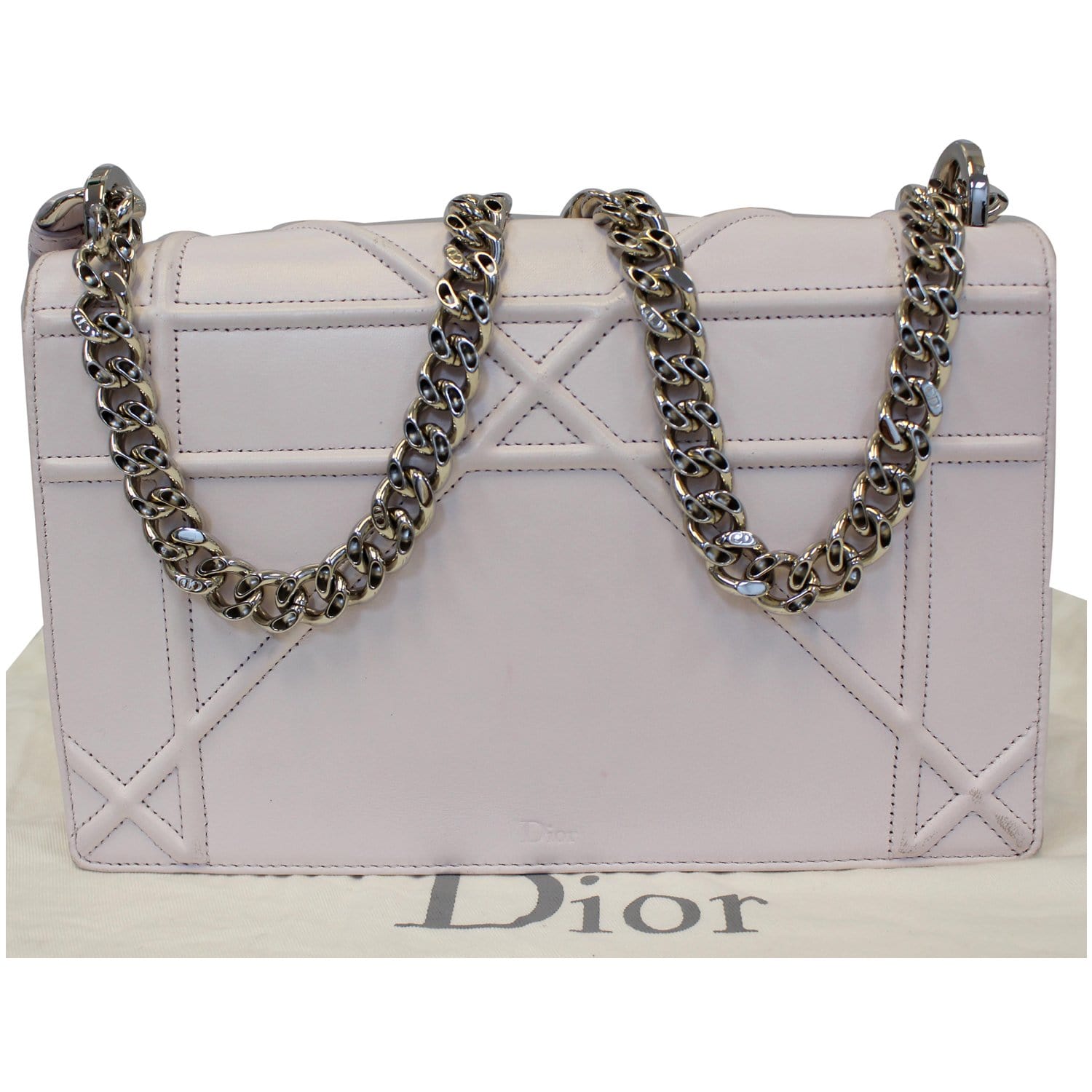 Christian Dior Diorama Flap Leather Medium Shoulder Bag White