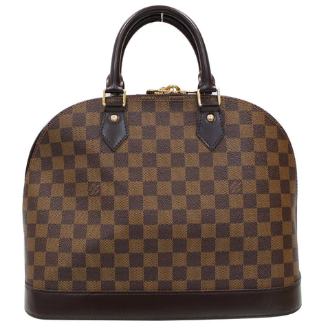 LOUIS VUITTON Alma MM Damier Ebene Satchel Bag Brown
