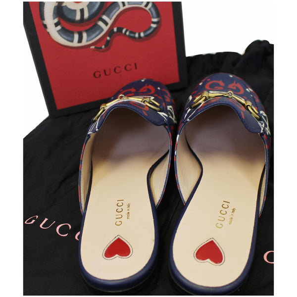 GUCCI Princetown Gucci Ghost Print Flats Navy Blue US 9.5