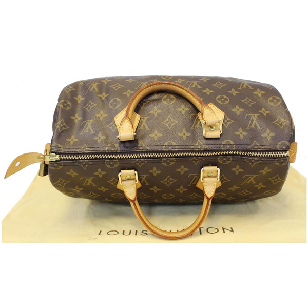 LOUIS VUITTON Speedy 35 Monogram Canvas Satchel Bag Brown