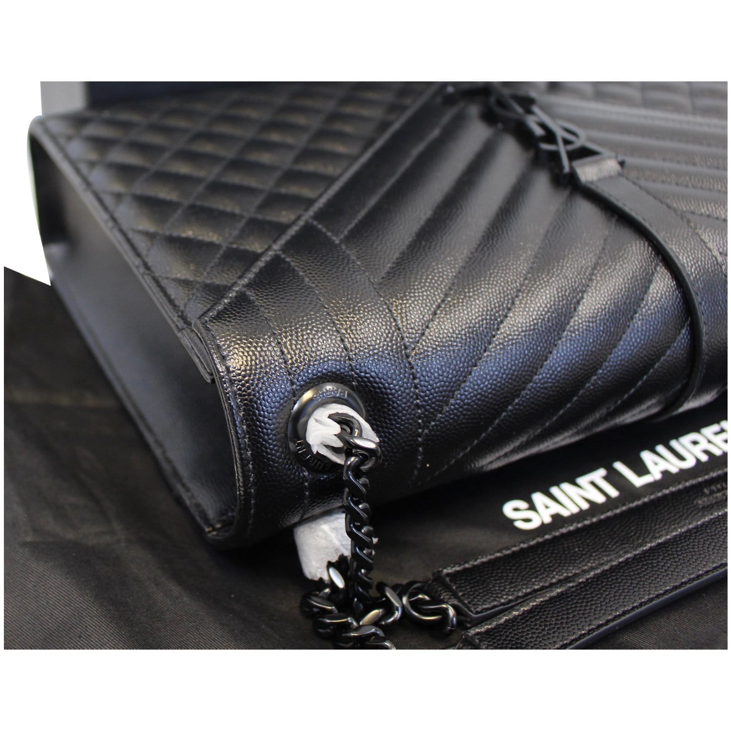 Black Envelope matelassé-leather shoulder bag
