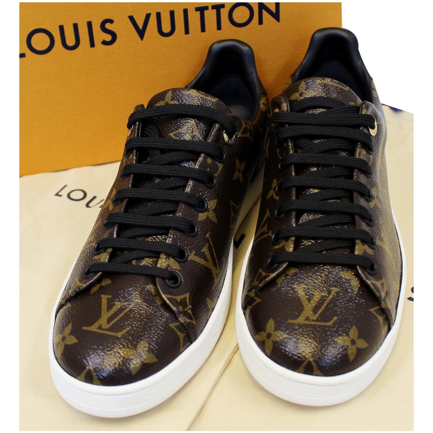 Louis Vuitton Brown Monogram Canvas and Black Patent Leather Frontrow Low  Top Sneakers Size 39.5 Louis Vuitton