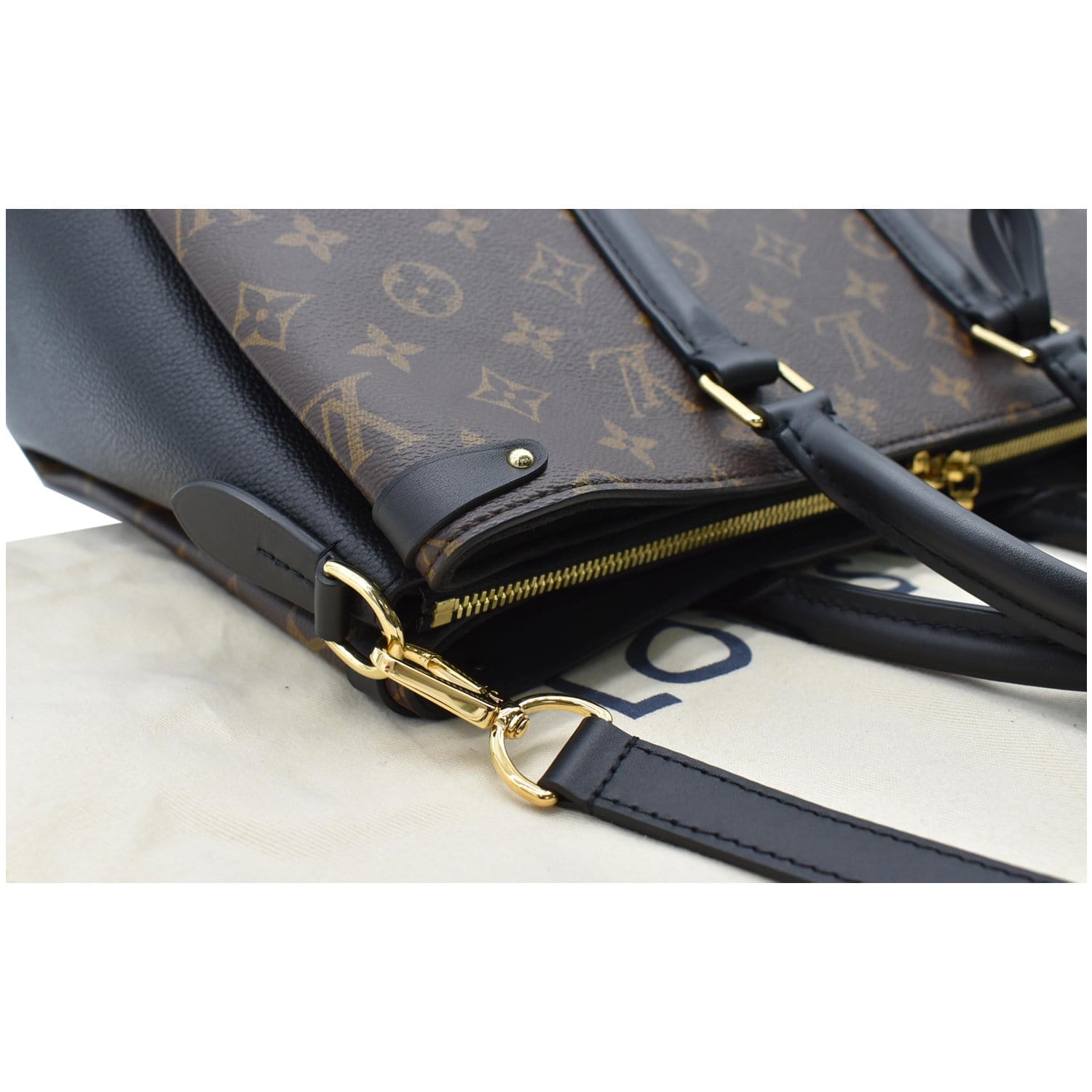 Louis Vuitton Black Leather & Monogram Canvas Soufflot MM (M44817)