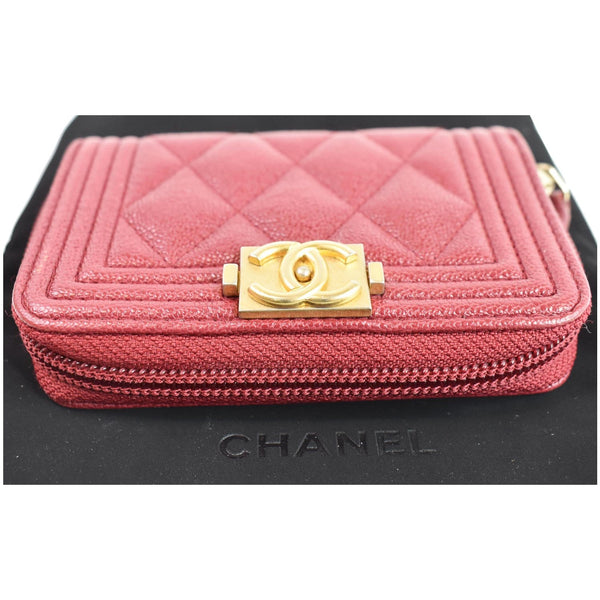 Chanel Boy Zip Around Caviar Coin Purse Pouch | Women