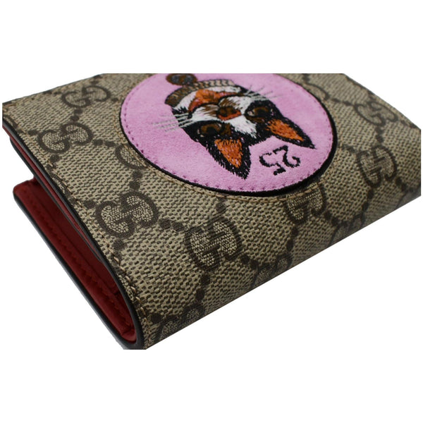 GUCCI Bosco Patch GG Supreme Canvas Card Case Wallet Beige 506277
