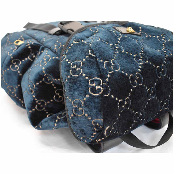 GUCCI Classic GG Monogram Medium Velvet Backpack Dark Blue 574923