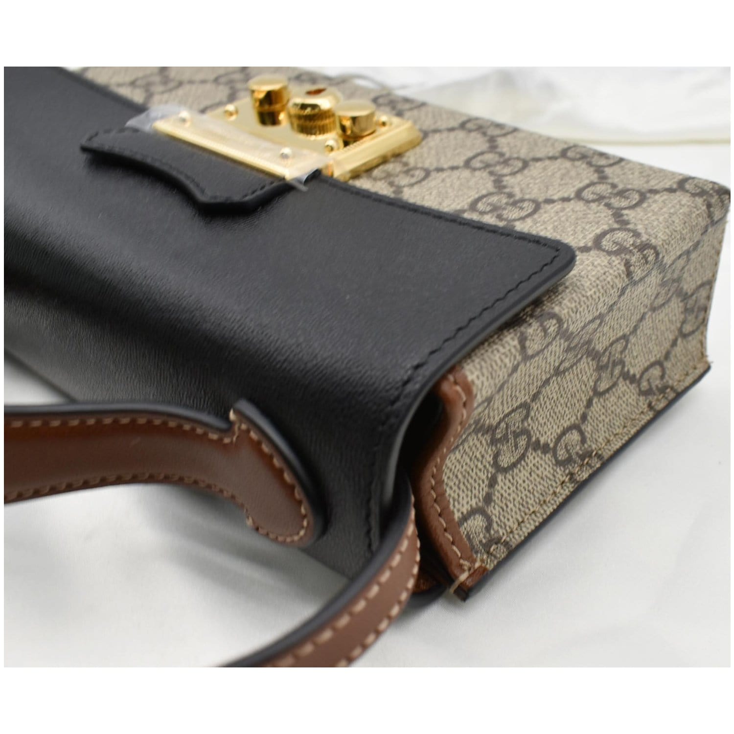 Beige Padlock small GG-Supreme canvas shoulder bag, Gucci