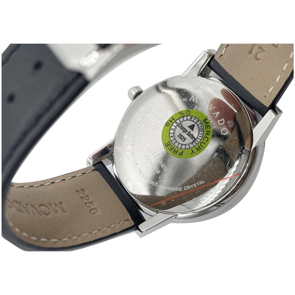 MOVADO Museum Classic Swiss Quartz Leather Watch Black Dial 40MM