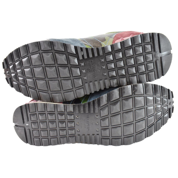 VALENTINO Garavani Rockrunner Camouflage-Print Leather Sneakers Multi US 8.5