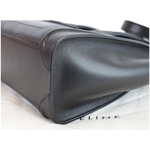 CELINE Micro Luggage Bi-Color Lizard Calfskin Tote Bag Black