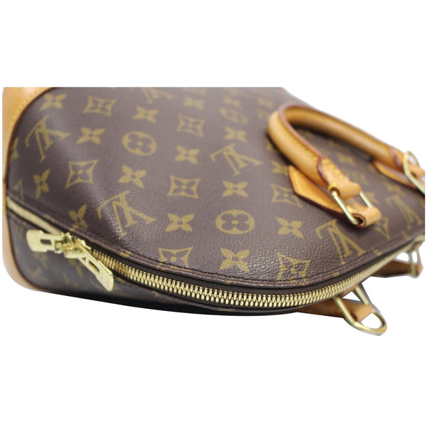 LOUIS VUITTON Alma Monogram Canvas Satchel Bag Brown