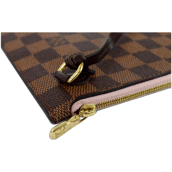 LOUIS VUITTON Wristlet Neverfull MM Damier Ebene Bag - side Corner View