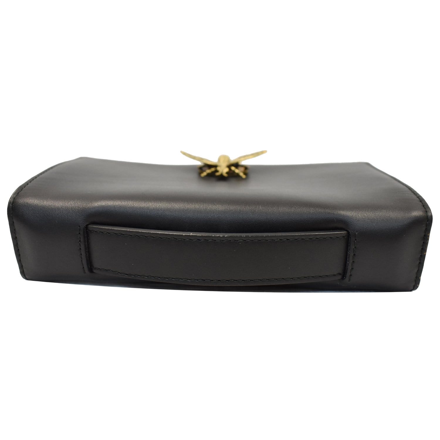 Top Handle Leather Clutch Bag