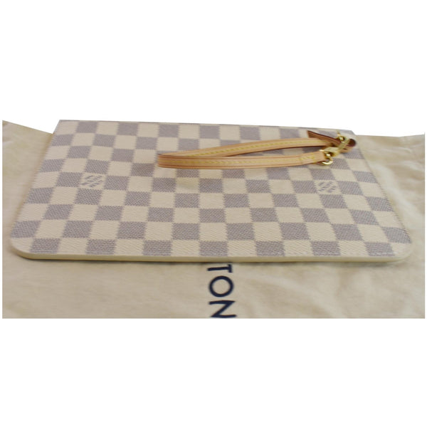 LOUIS VUITTON Pochette Wristlet Pouch Damier Azur Neverfull MM White