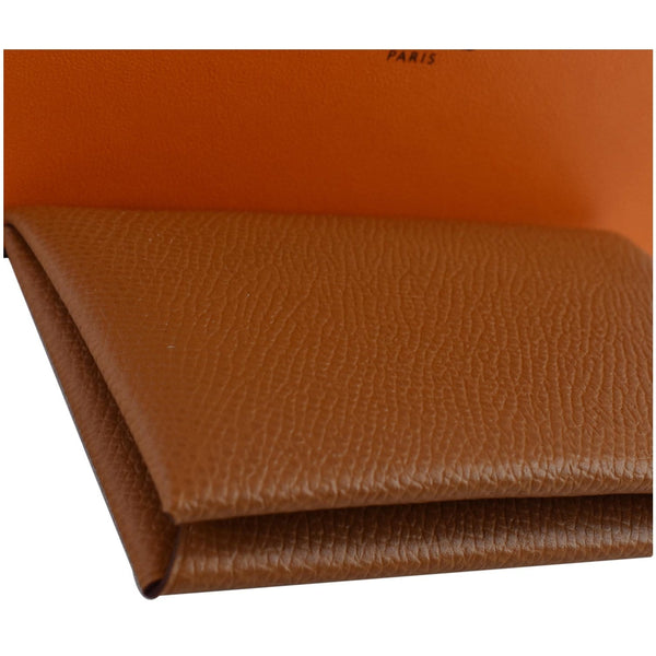HERMES Calvi Epsom leather Card Holder Brown