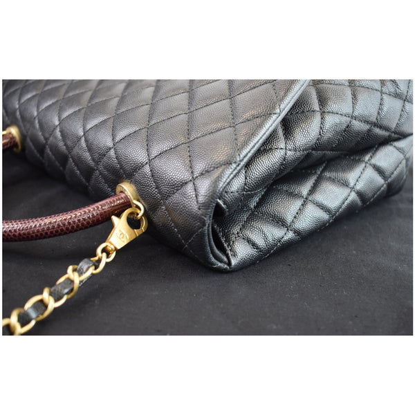 Chanel Large Coco Caviar Leather Lizard Handle bag