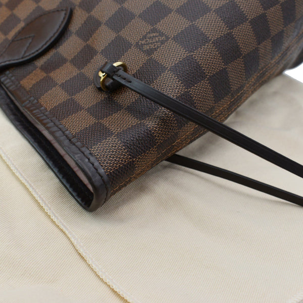 LOUIS VUITTON Neverfull MM Damier Ebene Tote Bag Rose Ballerine