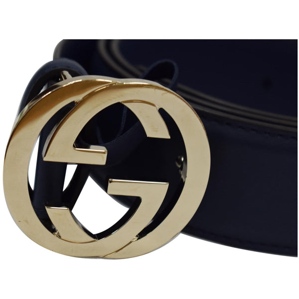 Gucci GG Reversible Leather Belt Blue/Black Size 90.36 - GG buckle