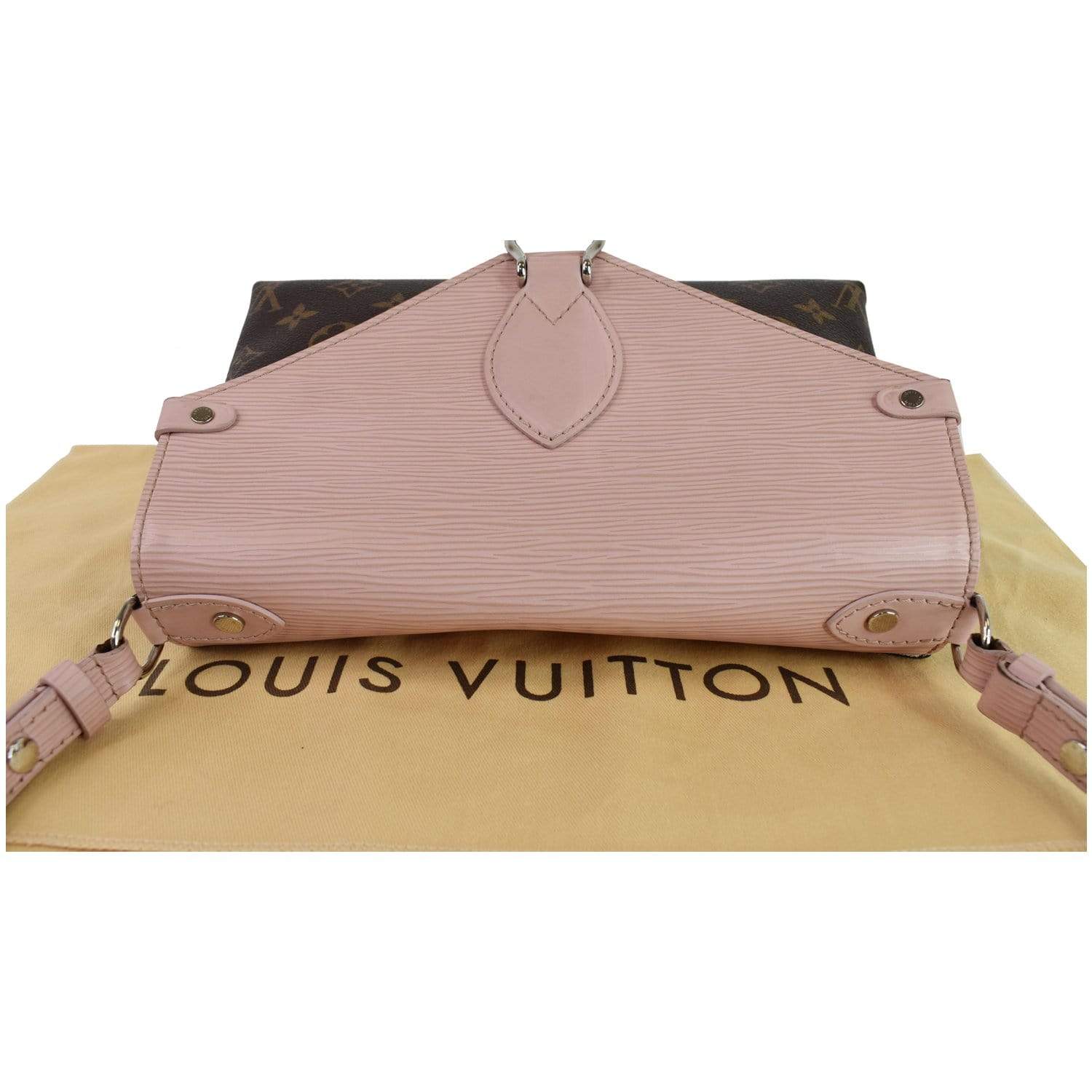 Authenticated used Louis Vuitton Handbag Saint Michel Pink Brown Rose Ballerina Monogram EPI M44033 Leather CA3197 Louis Vuitton LV Bag Flap 2Way