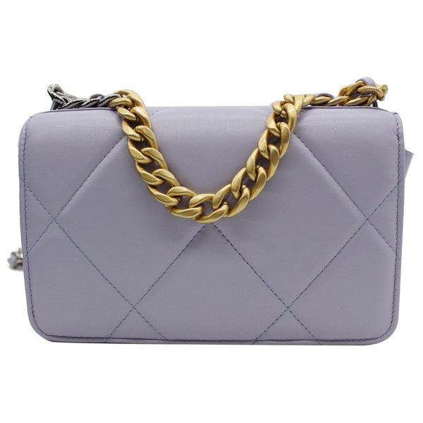 CHANEL 19 CC WOC Leather Wallet On Chain Crossbody Bag Light Lavender