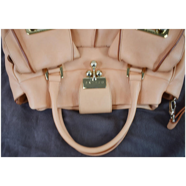 Celine Blossom Leather Top Handle Bag flap close
