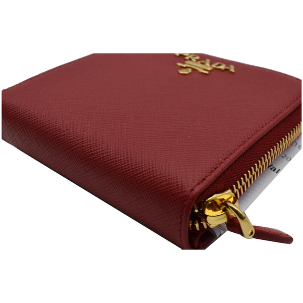 PRADA Small Saffiano Leather Zip Around Wallet Red- Hot Deals