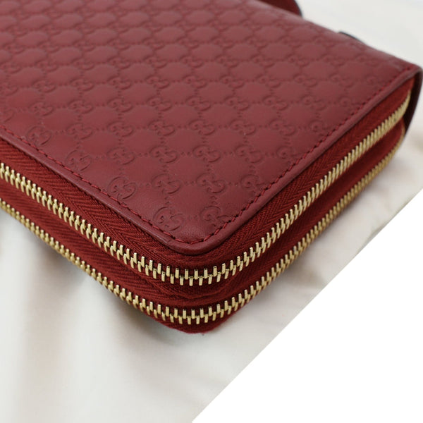 GUCCI Microguccissima GG Leather Double Zip Large Wallet Red 544250