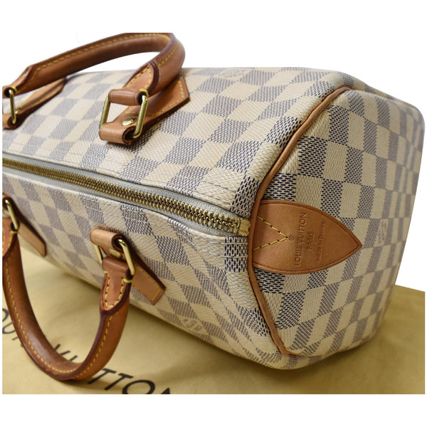 LOUIS VUITTON Speedy 30 Damier Azur Satchel Bag White