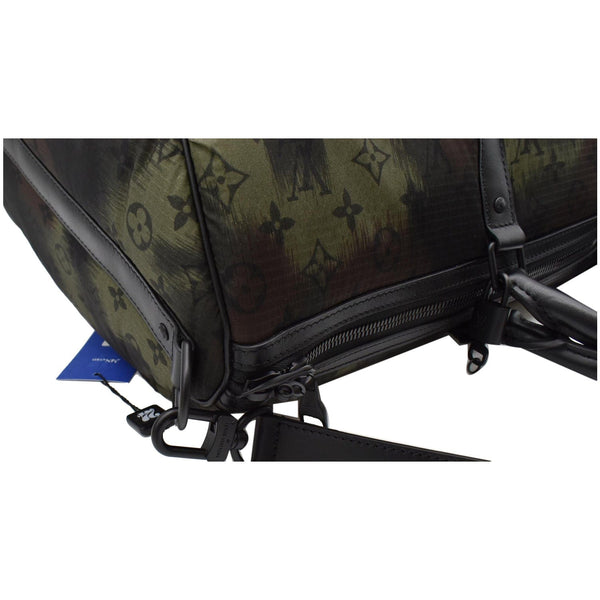 LOUIS VUITTON Keepall 50 Bandouliere Camouflage Nylon Monogram Travel Bag Black